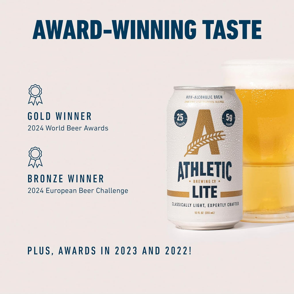 Craft non-alcoholic beer, low-carb light beer, 12-pack, 12 fluid ounces per can