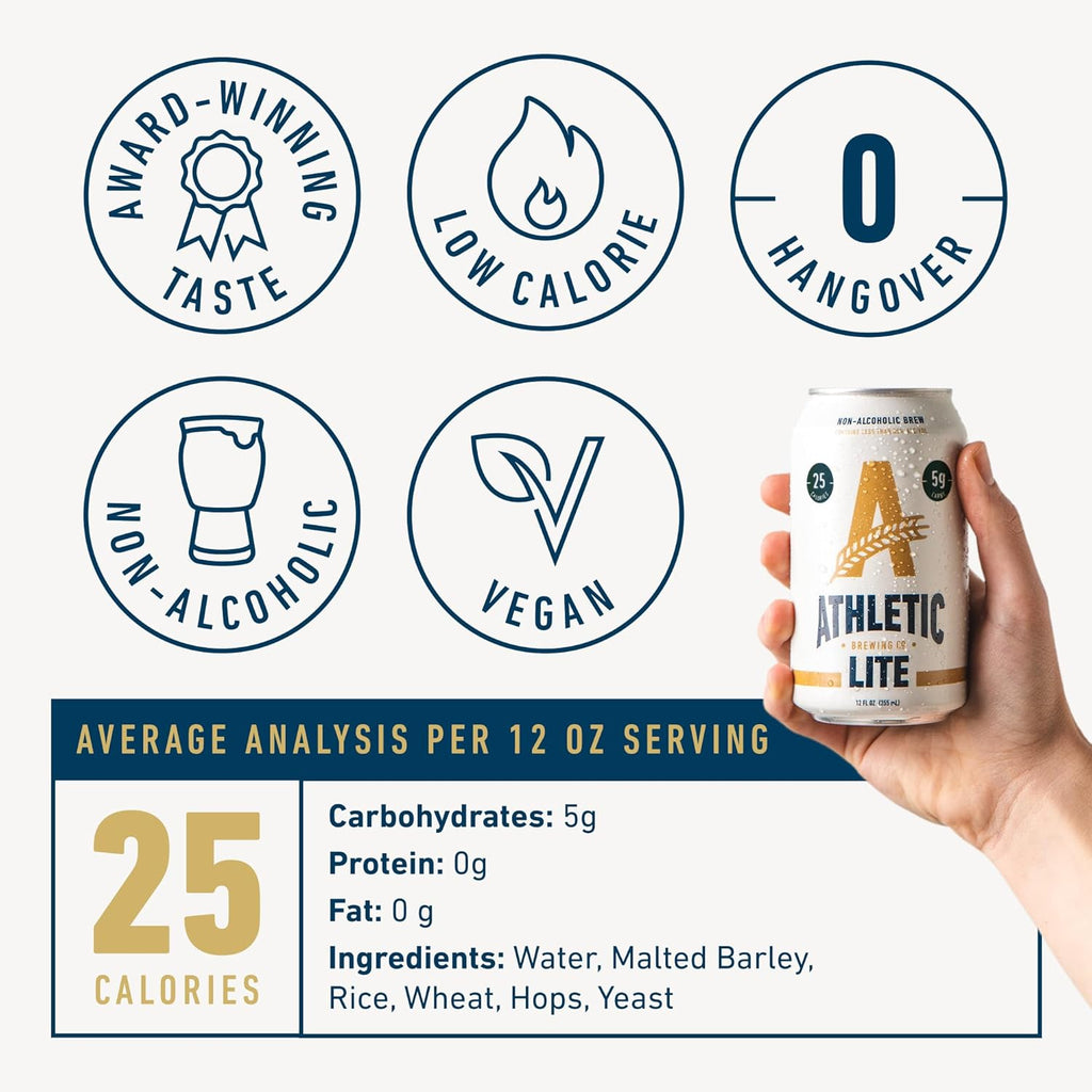Craft non-alcoholic beer, low-carb light beer, 12-pack, 12 fluid ounces per can